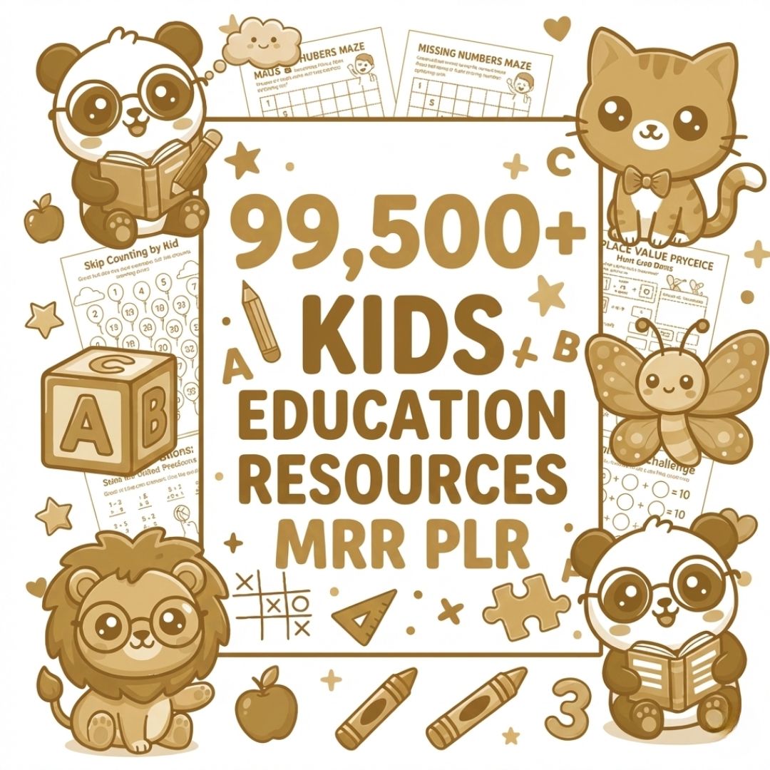 Kids Learning Bundle 99500+ Coloring Pages Worksheets Activities PLR MRR Rights Digital Download Printables