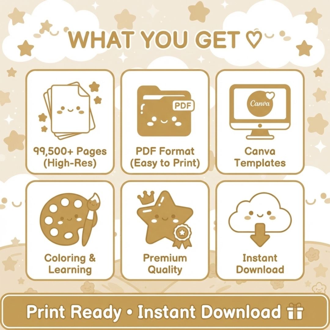 Kids Learning Bundle 99500+ Coloring Pages Worksheets Activities PLR MRR Rights Digital Download Printables - Image 3